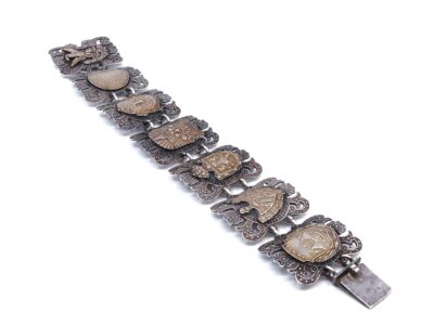 Armband med förgyllda plattor - Aztek/Mayasymboler (Mexiko) S925 18,5cm