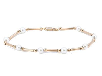 Armband stavar & pärlor 18K 18,5cm