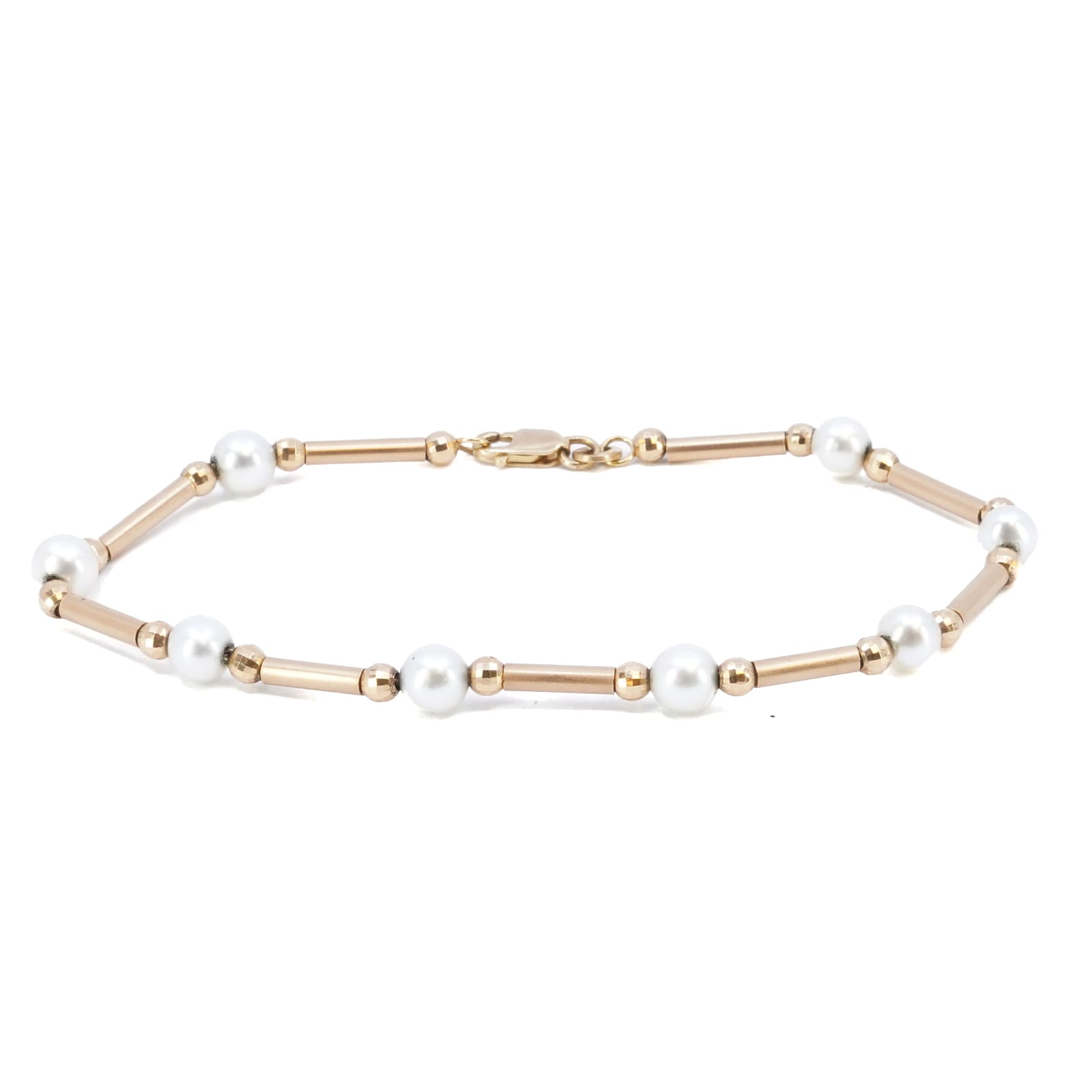 Armband stavar & pärlor 18K 18,5cm