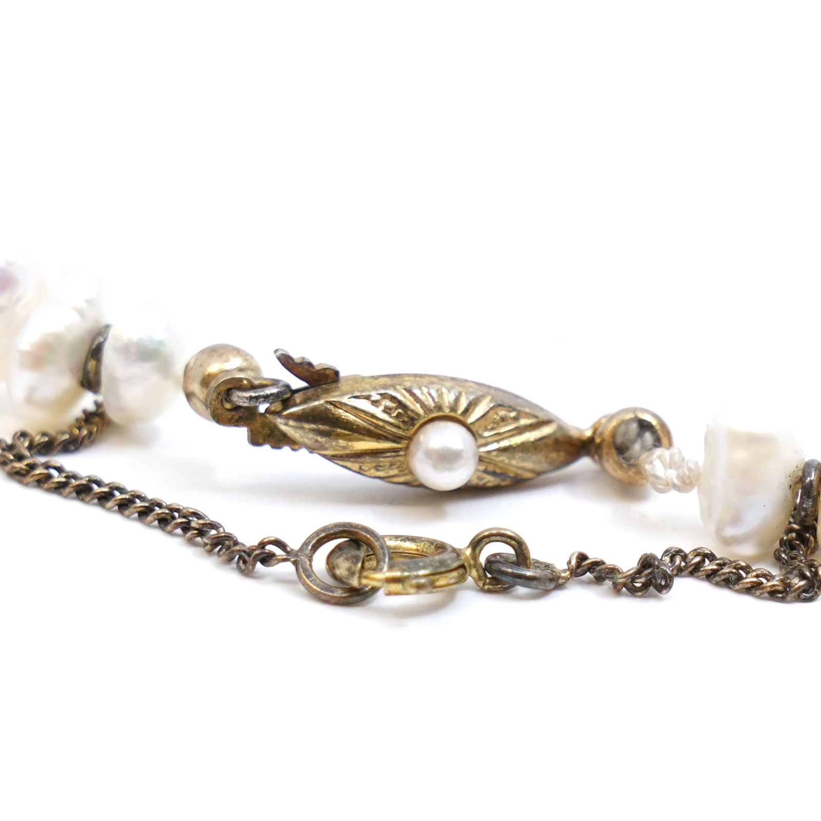 Pärlcollier med lås i Silver S835 Längd 42cm oknutet
