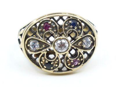 Ring Guld med stenar 14K Ø16,5