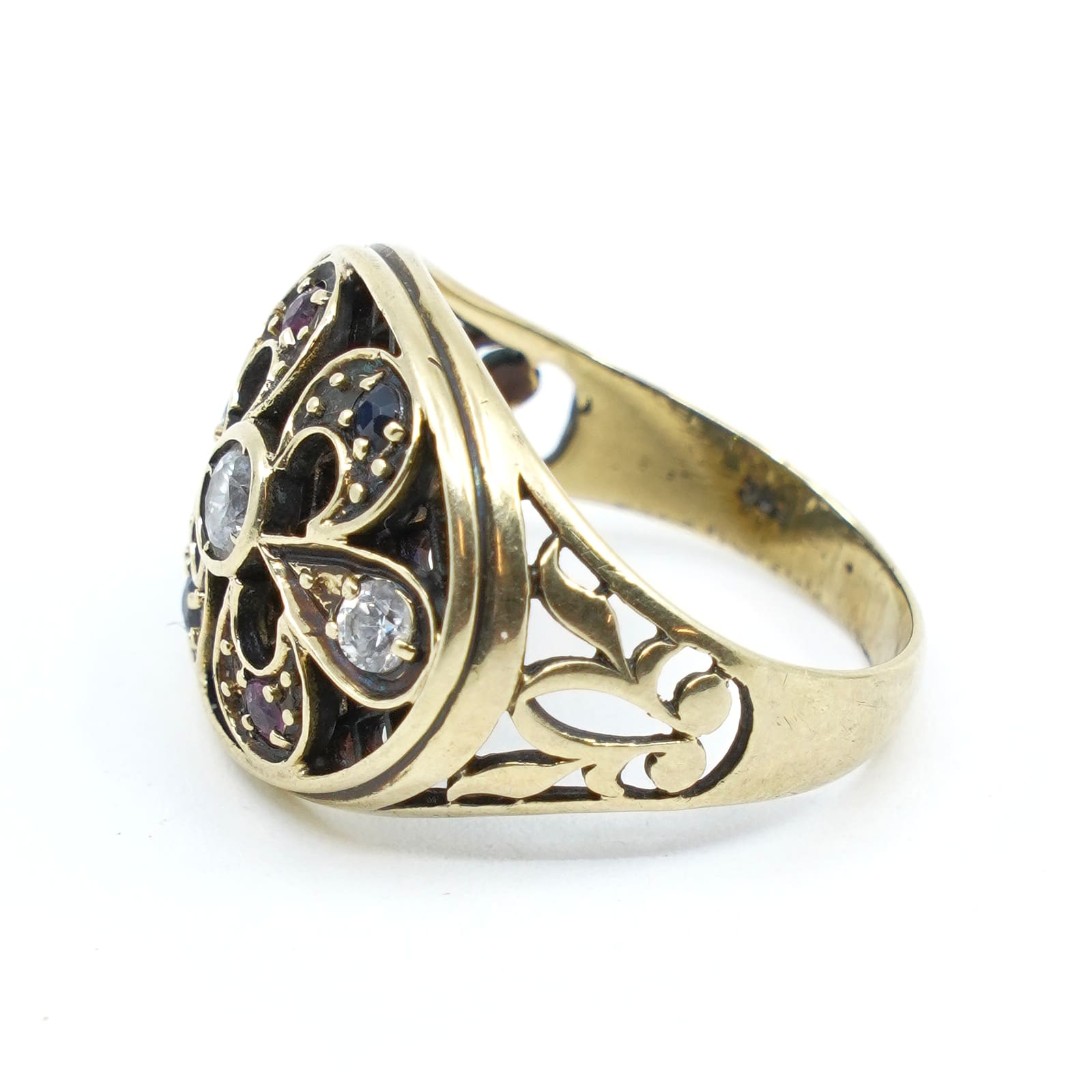 Ring Guld med stenar 14K Ø16,5