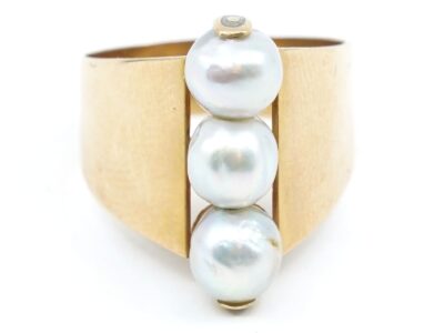 Ring med tre odlade Pärlor Guld 18K Ø16,5