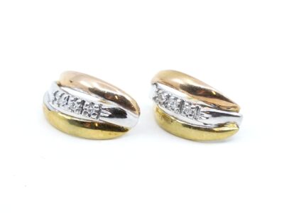 Örhängen trefärgat Guld 18K med diamanter