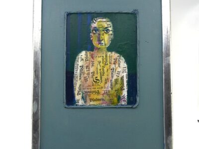 Olle Gustavsson (f 1934) kollage med blandteknik, monogramsignerad