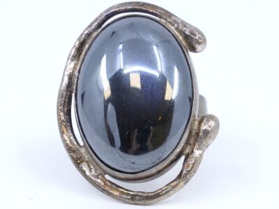 Ring med hematit S925 brv 13,9g Ø17