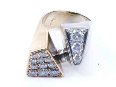 Ring tvåfärgat Guld 18k 11,6g Ø14 med diamanter 1,12ct