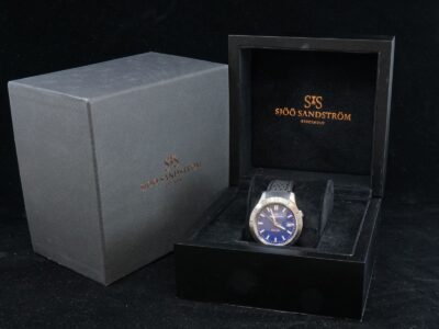 Armbandsur Sjöö Sandström, automat, stål, Boett 41mm med gummiarmband  i box