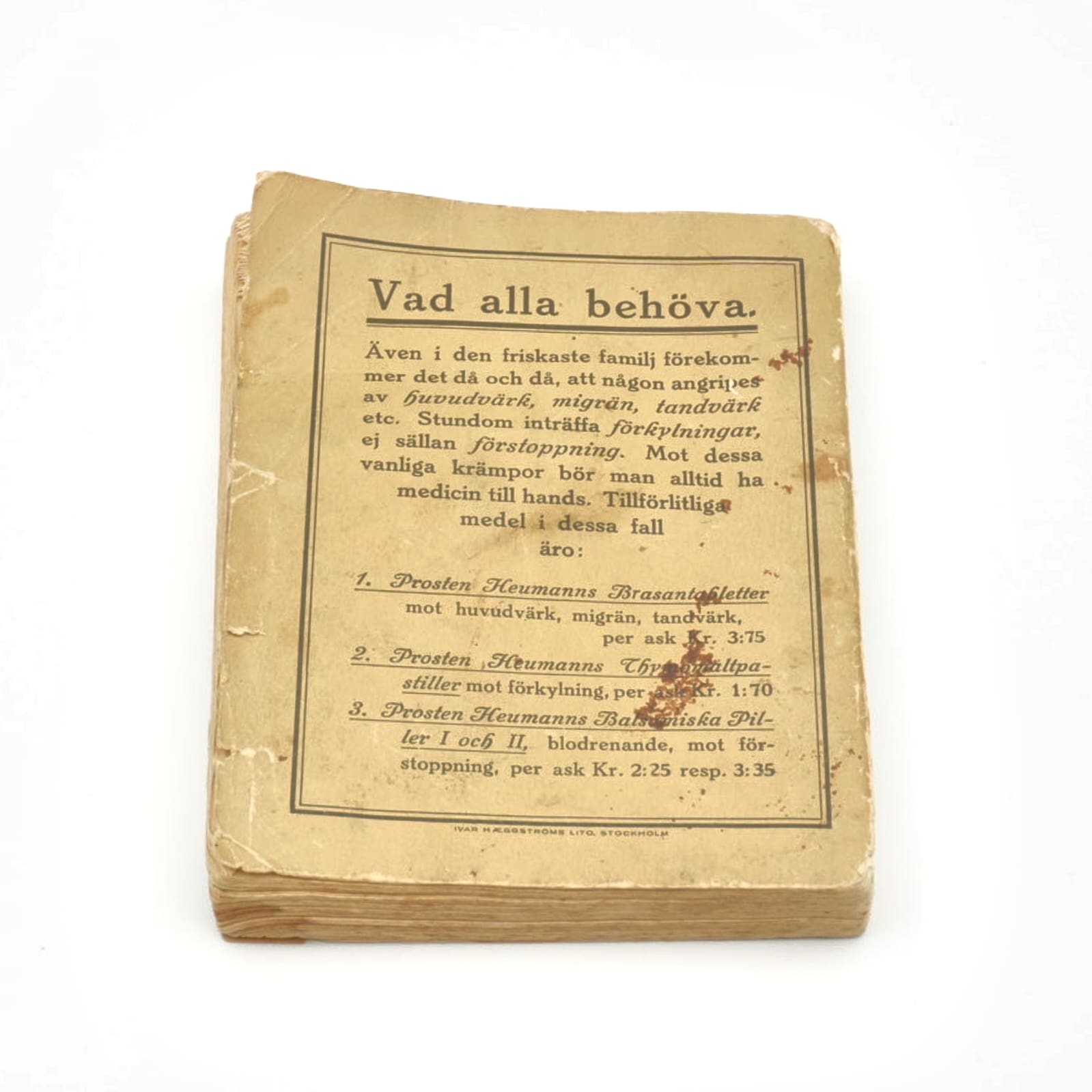 Läkemedels/ Sjukdomstillstånds bok från 1933