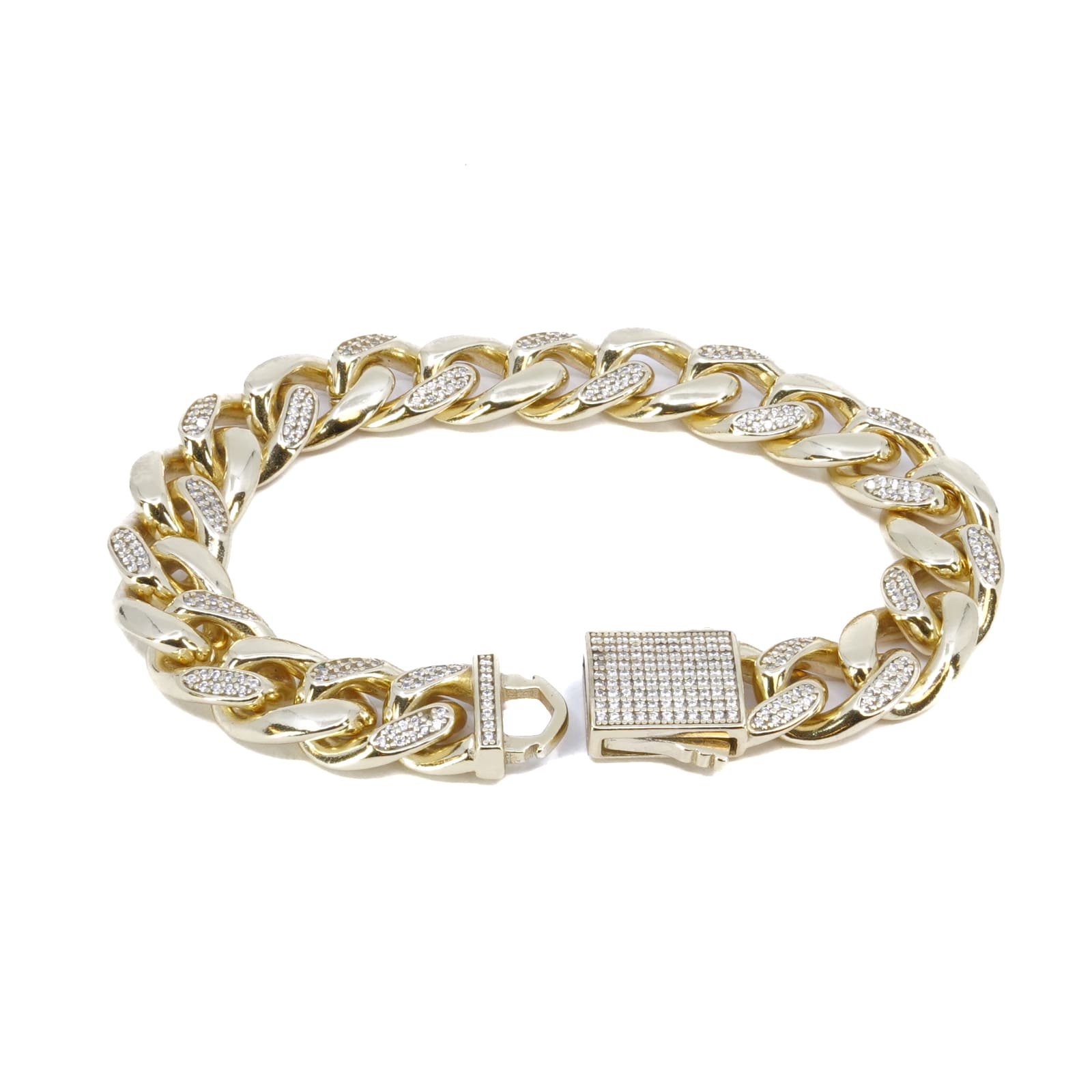 Armband förgyllt silver med vita stenar S925 19cm