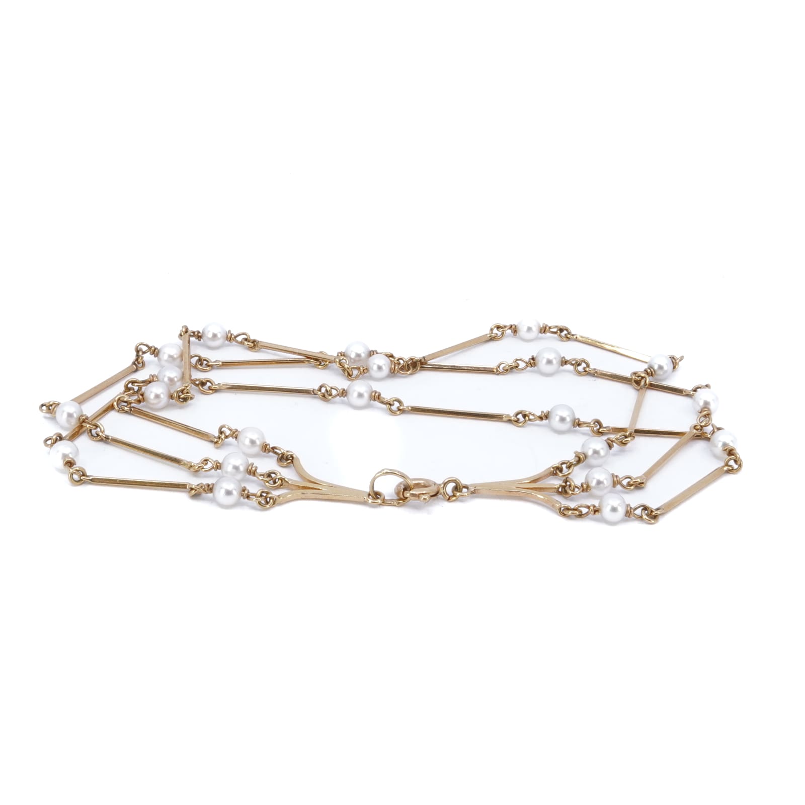 Armband treradig med pärlor 18K 19cm
