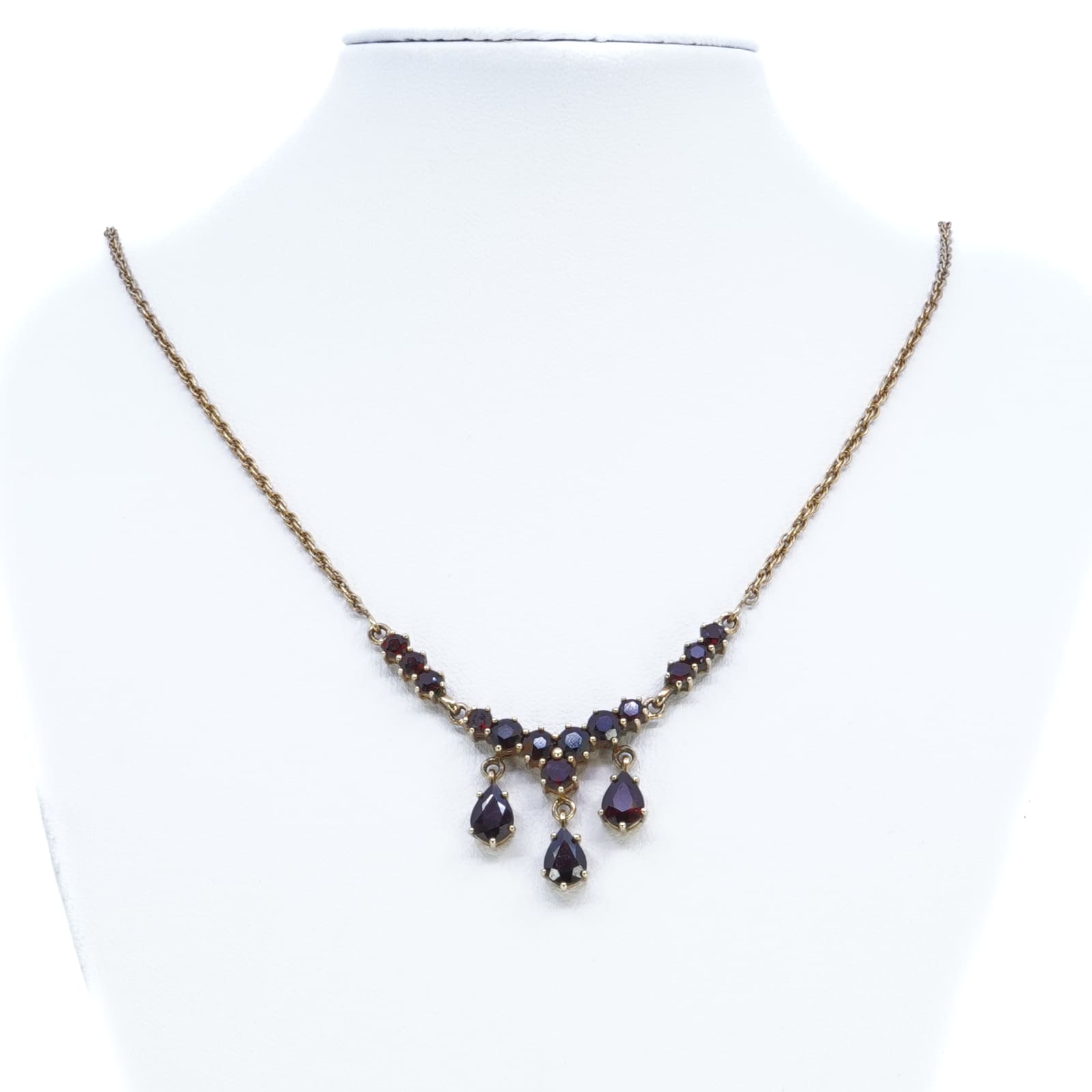 Collier - integrerat hänge med granater S925 42,5cm