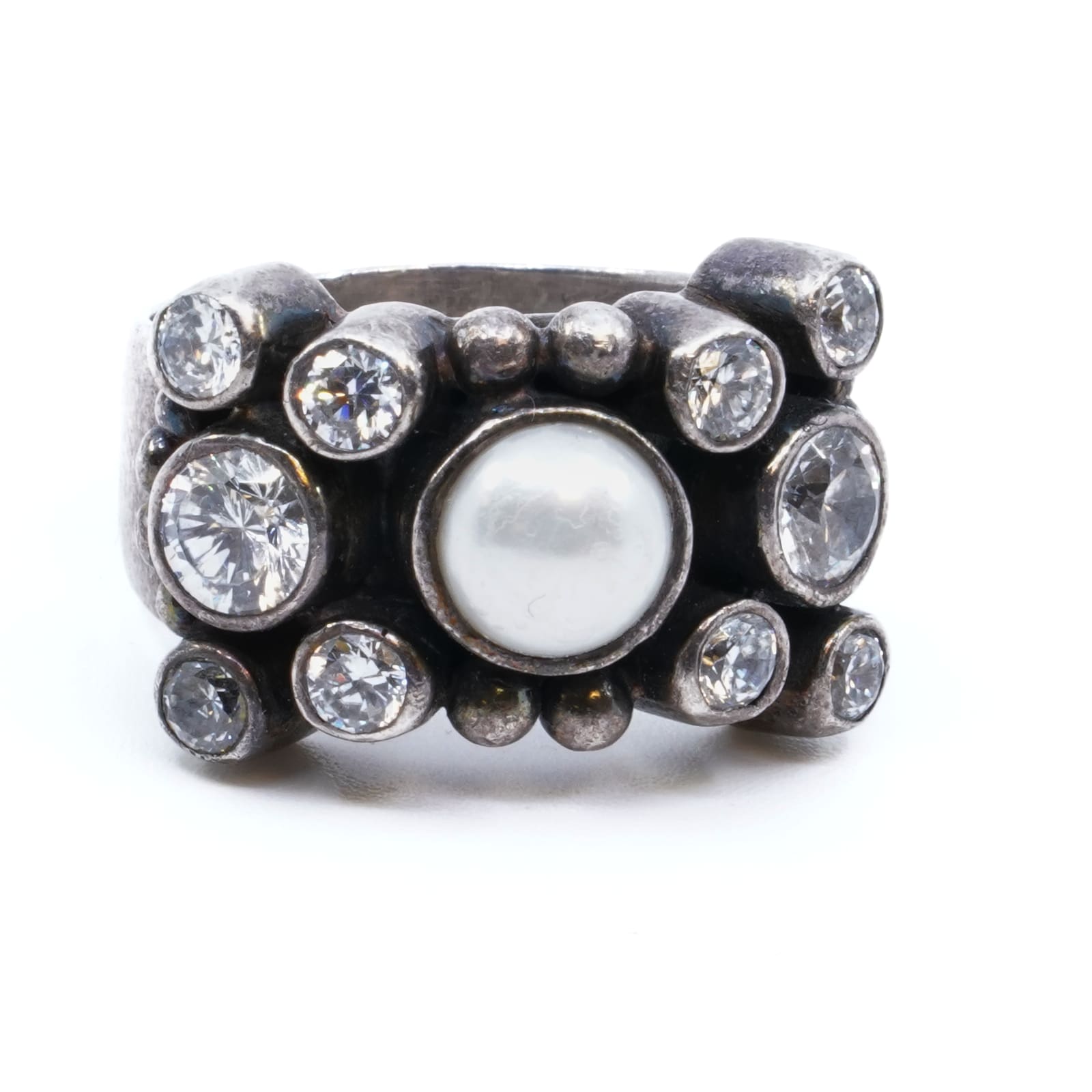 Ring sten & pärla S925 Ø18 - KUM-KUM