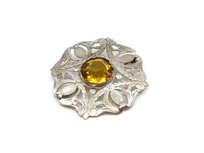 Brosch Silver S826 Med gul sten