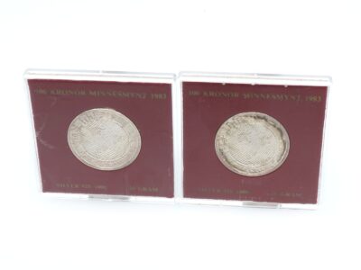 Minnesmynt 2st År 1983 Silver S925
