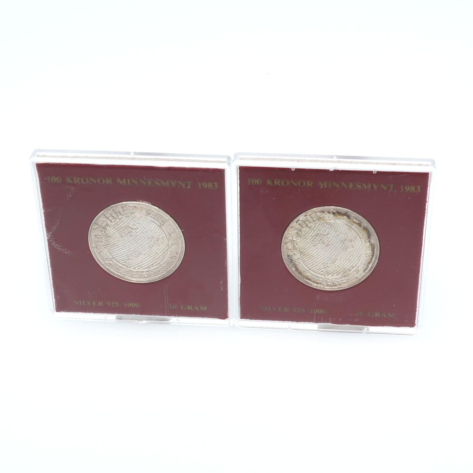 Minnesmynt 2st År 1983 Silver S925