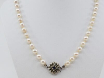 Pärlcollier, odlade sötvattenspärlor S925