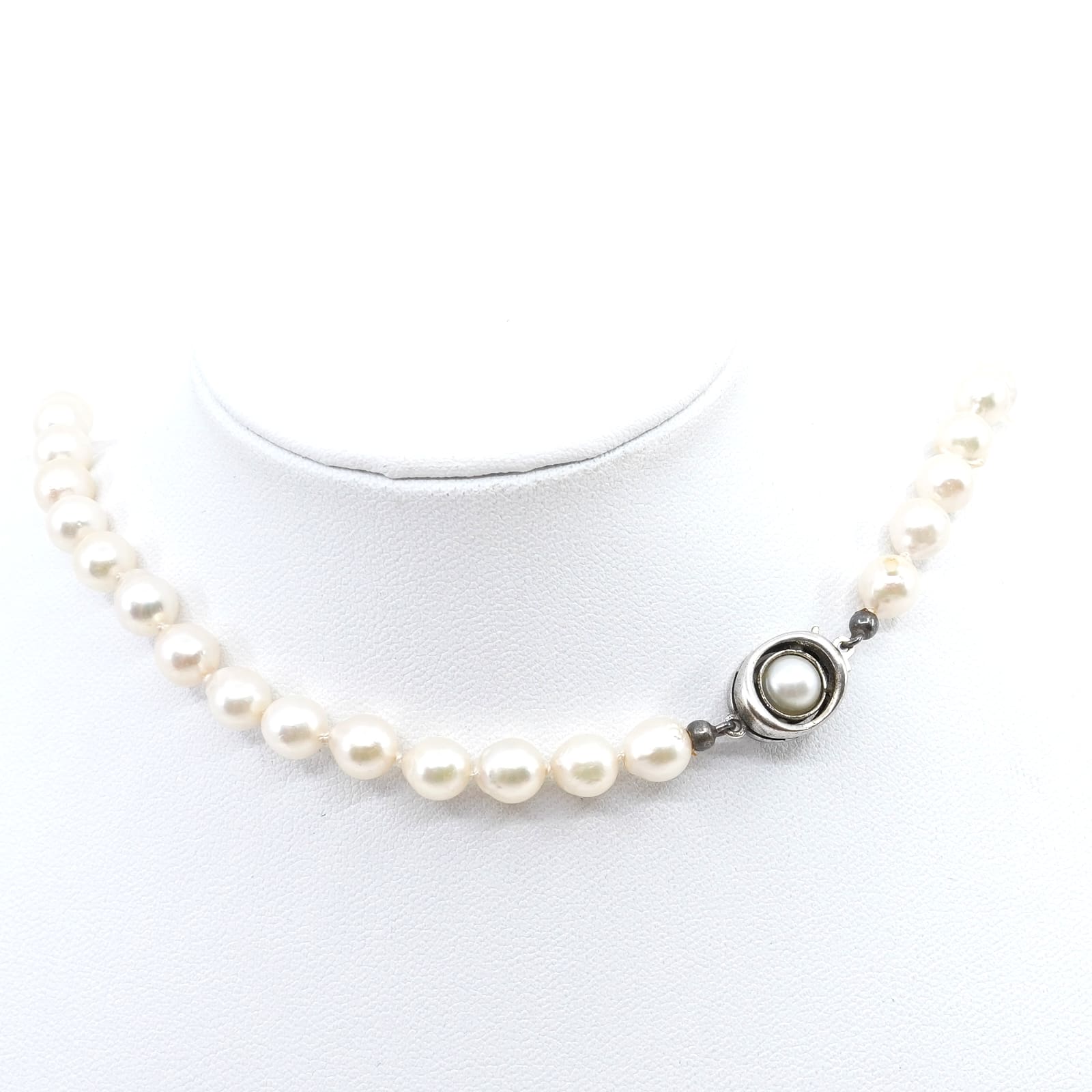 Pärlcollier med odlade saltvattenspärlor Silverlås S925