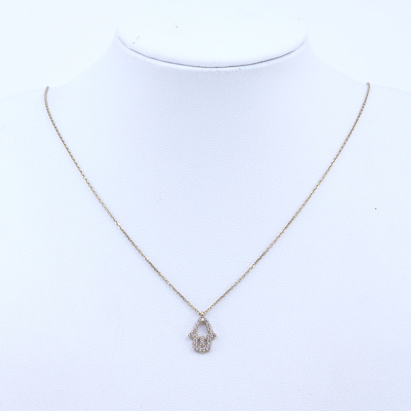 Halskedja med hänge med stenar höjd 12mm 14K 1,5g Längd 46cm Bredd 1mm