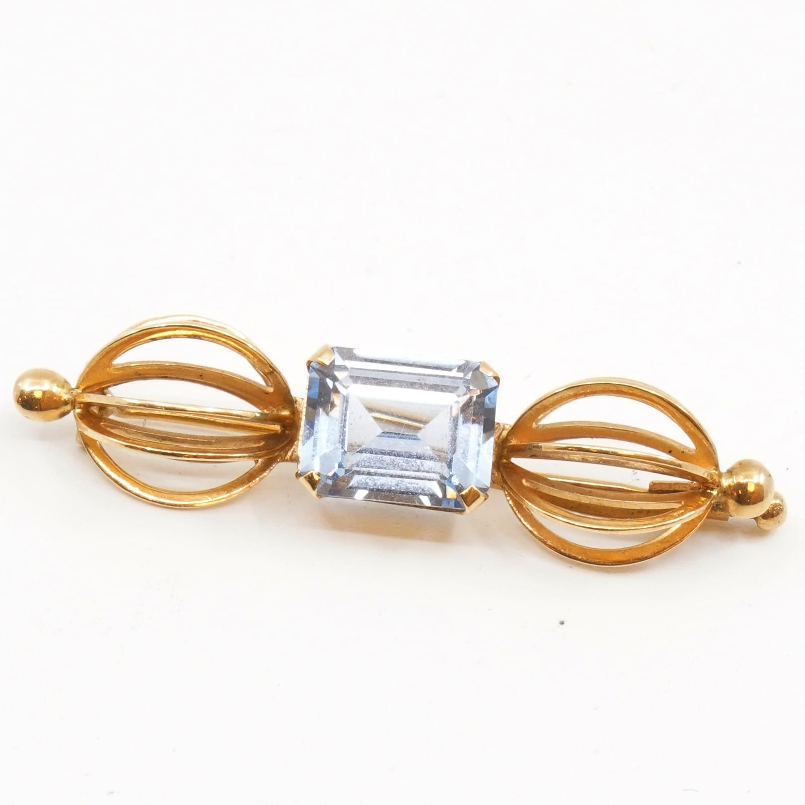 Brosch 18K Bredd 4cm, med blå sten