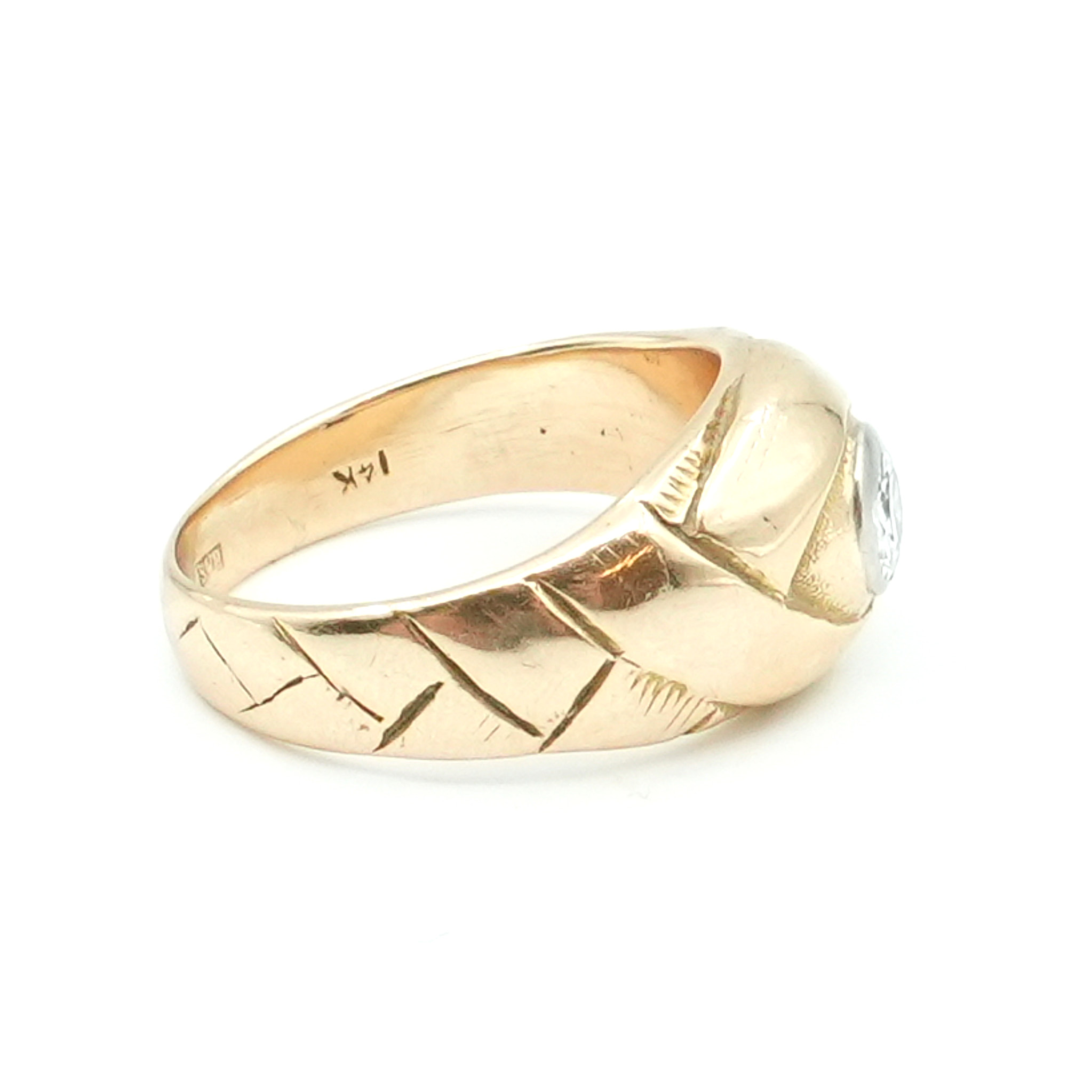 Ring Guld 14K 8,2g Ø17 med diamant 1xca0,41ct