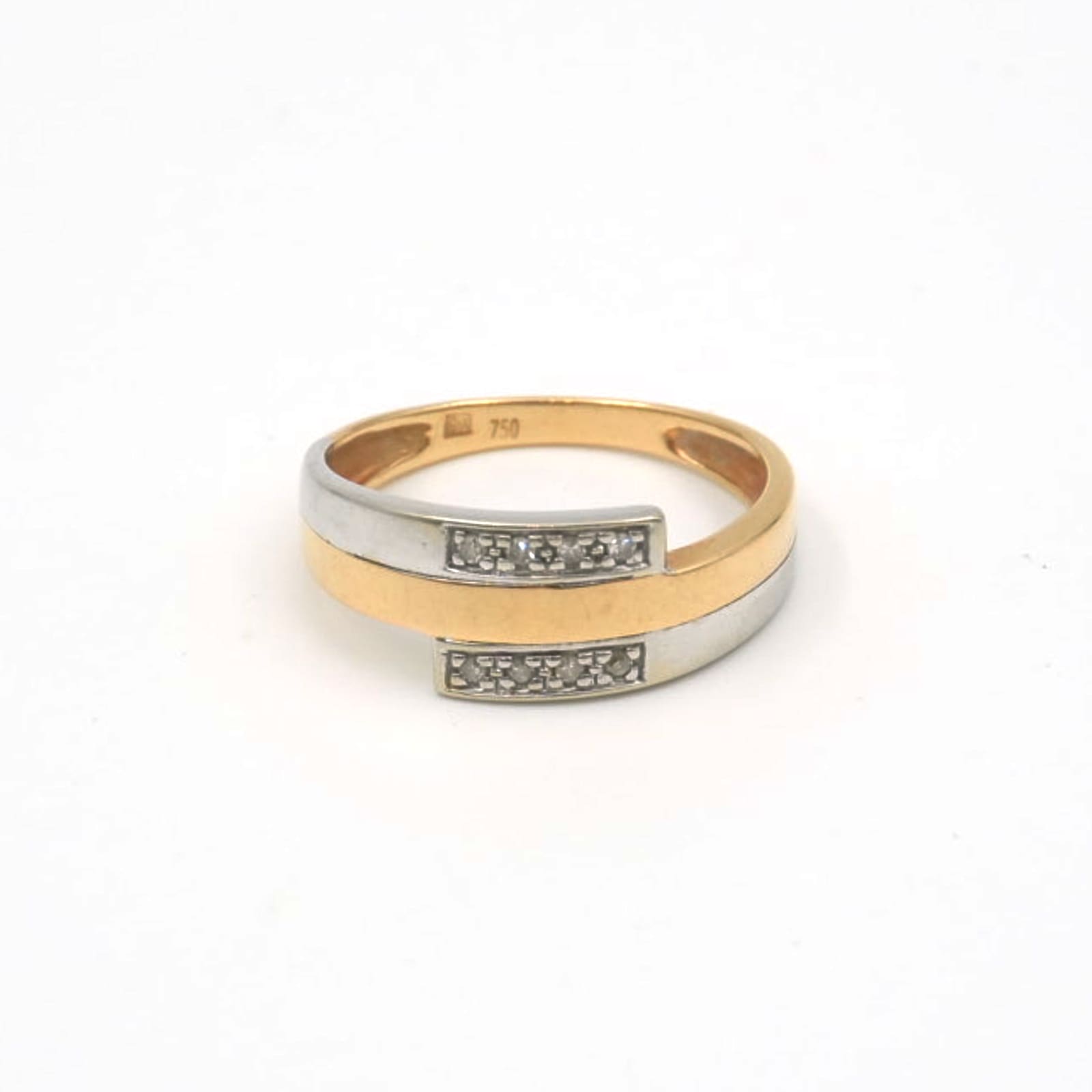 Ring med diamanter tvåfärgad 18K 2,1g Ø16