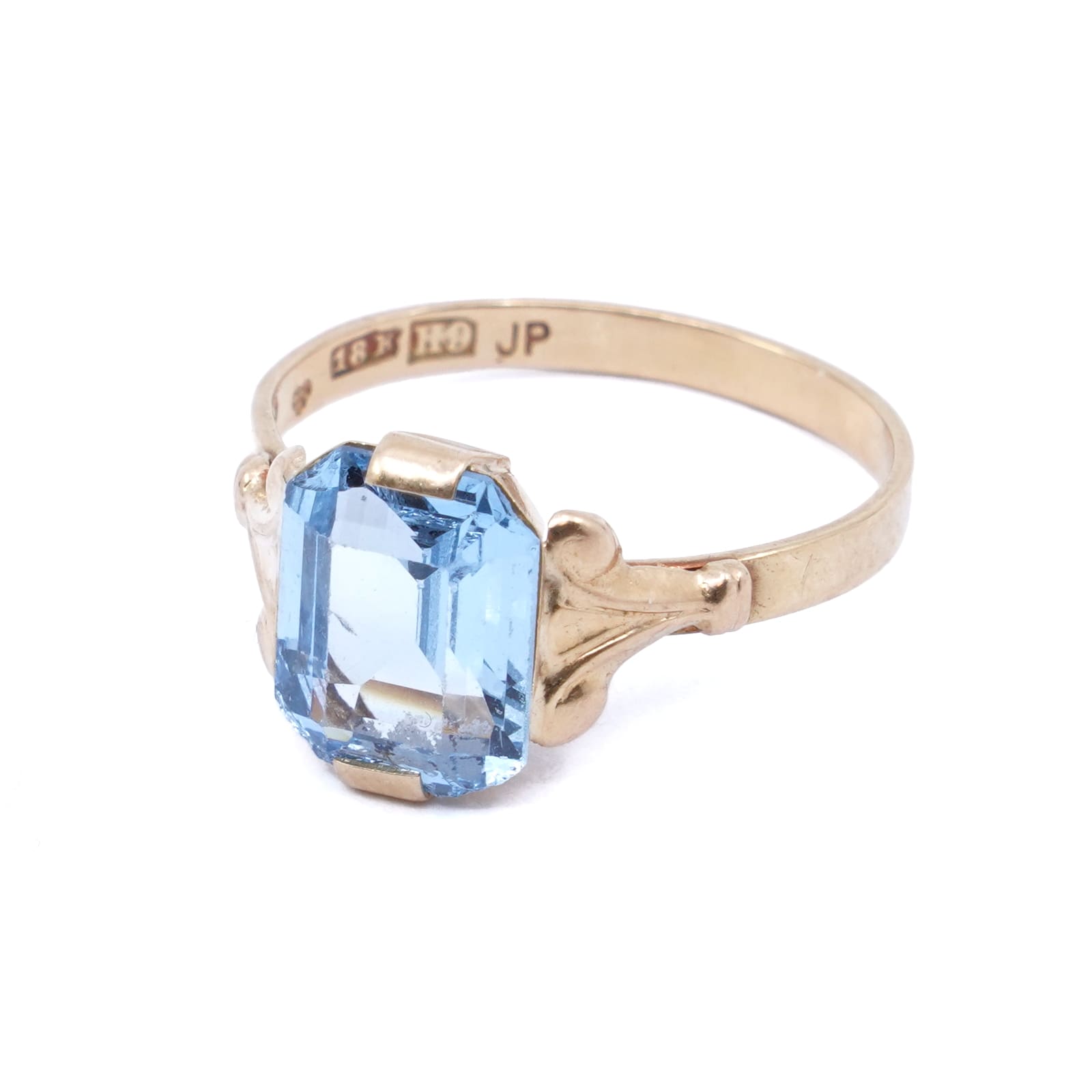 Ring med blå sten 18K Ø16½