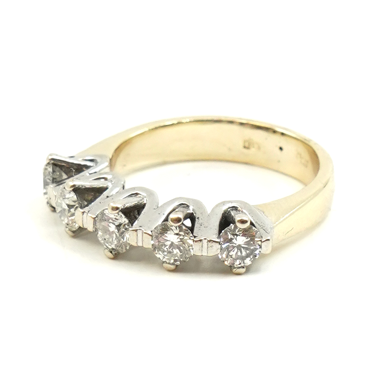 Ring tvåfärgat Guld 14K 7,1g Ø18.25 med diamanter 5xca0,23ct
