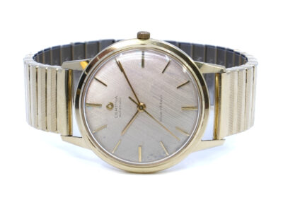 Certina Blue Ribbon 14K guld 34mm automatisk “Linen Dial” 1960-tal