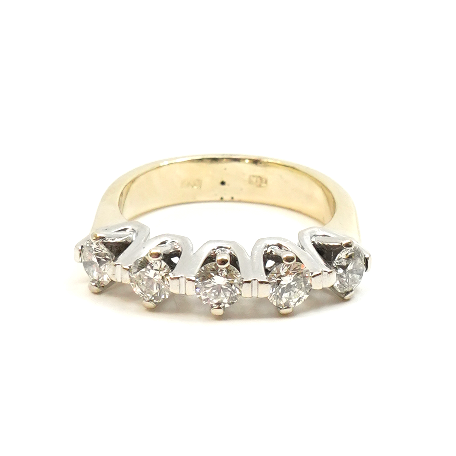 Ring tvåfärgat Guld 14K 7,1g Ø18.25 med diamanter 5xca0,23ct