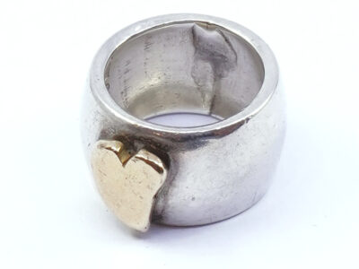 Ring Silver S925 med hjärta i 18K