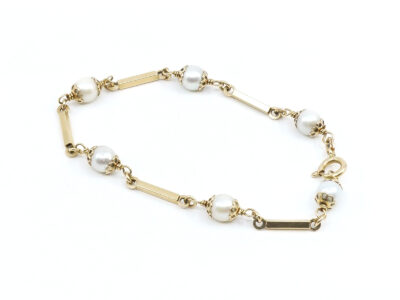 Armband med pärlor Guld 18K 18,5cm