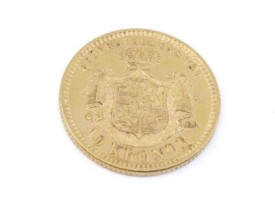 Guldmynt 21,6K (90%) 4,5g - Sverige 10kr - Oscar II