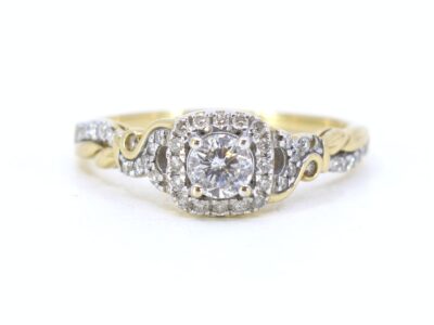Sidostensring med diamanter 1x ca 0,40ct & 23x ca 0,01ct
