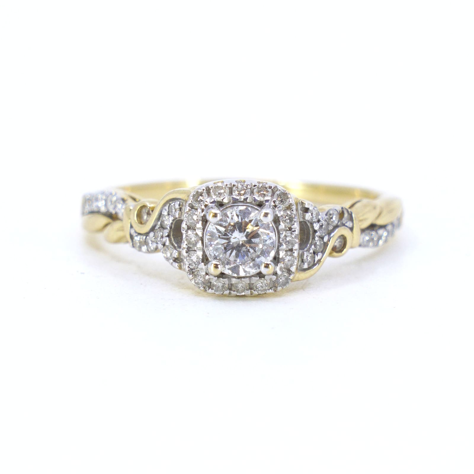 Sidostensring med diamanter 1x ca 0,40ct & 23x ca 0,01ct