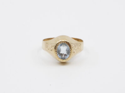Ring med blå sten Guld 18K brv 3g Ø16½