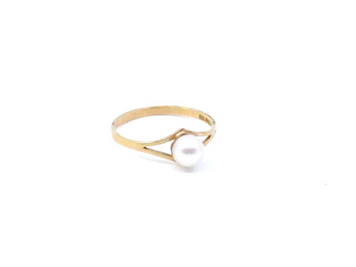 Ring Guld 18K brv 1,8g Ø19,25, pärla Ø6mm