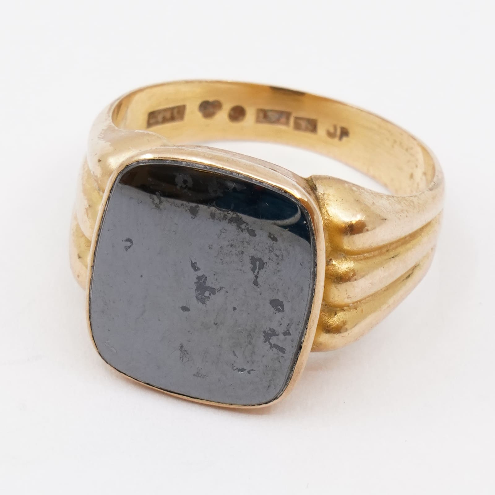 Klackring 18K med svart sten Ø20,75