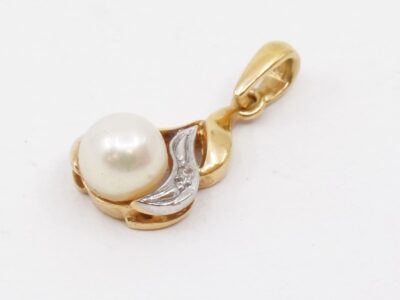 Hänge Guld 18K med pärla och diamant