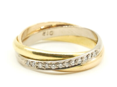 Ring tvåfärgat Guld 18K 5,3g Ø17.50mm med diamanter
