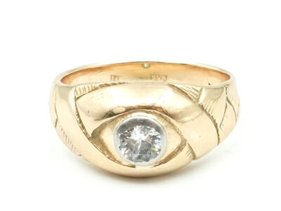 Ring Guld 14K 8,2g Ø17 med diamant 1xca0,41ct