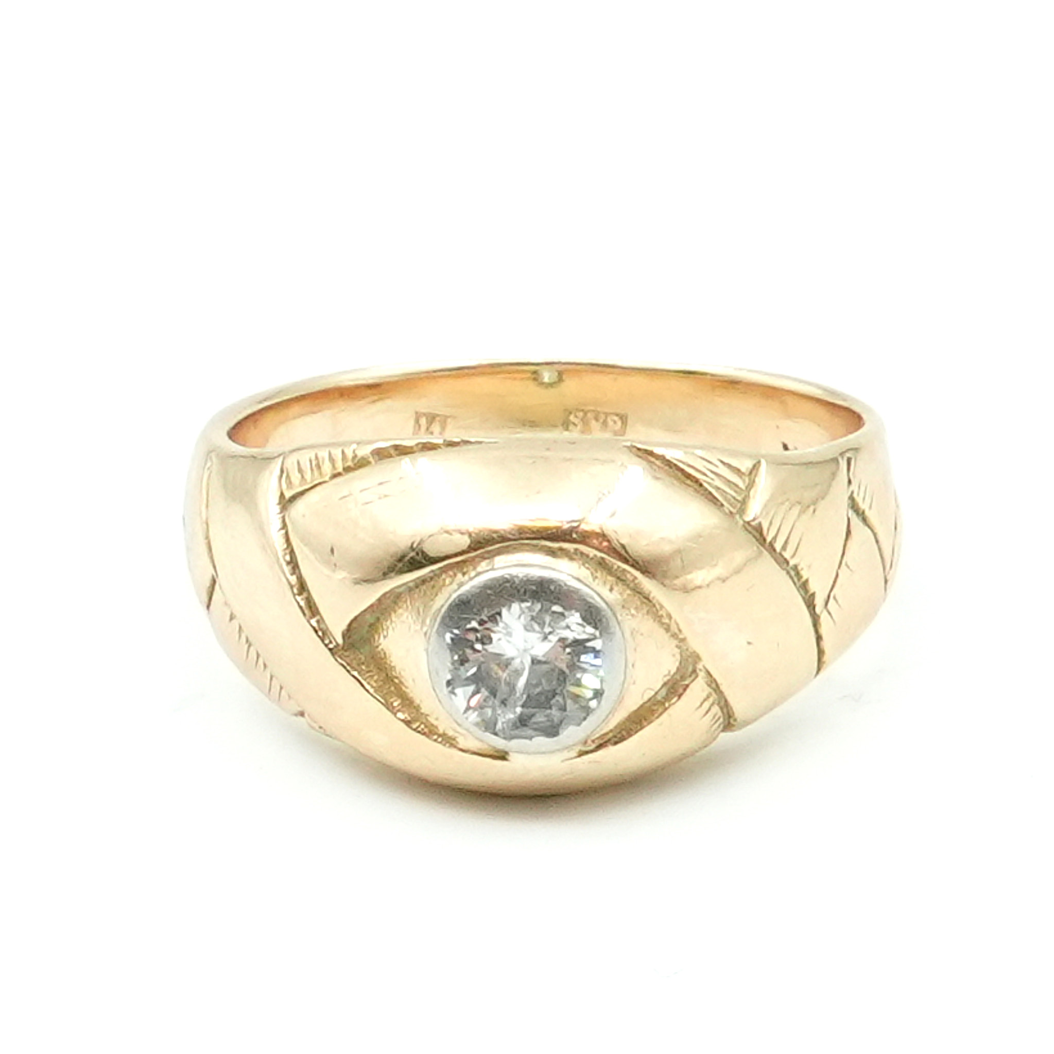 Ring Guld 14K 8,2g Ø17 med diamant 1xca0,41ct