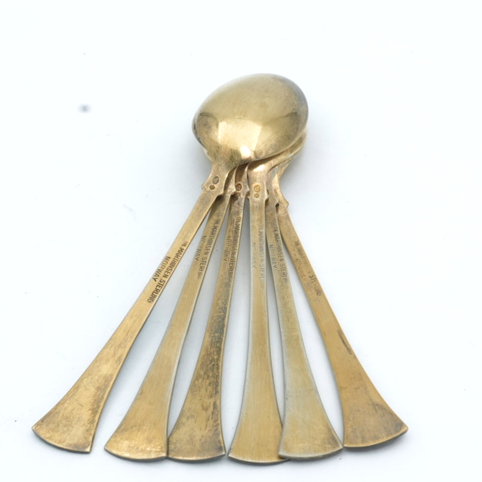 Emaljerade Kaffeskedar i förgyllt sterlingsilver S925
