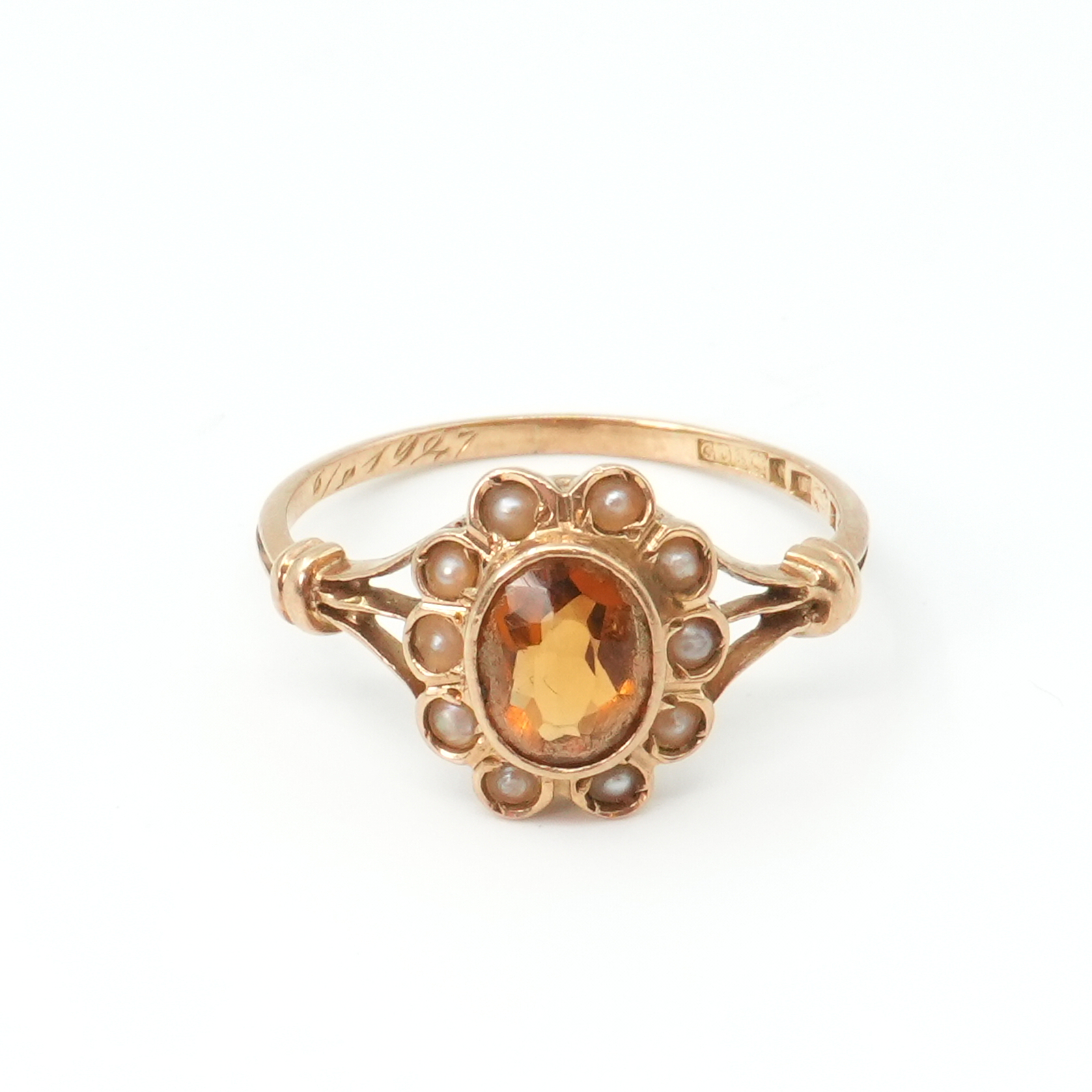 Ring Guld 18K 2,1g Ø16.75mm med sten och fröpärlor