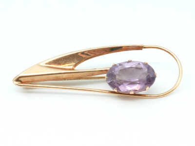 Brosch Guld 14K 2,8g Bredd 5-15mm Höjd 41mm med sten