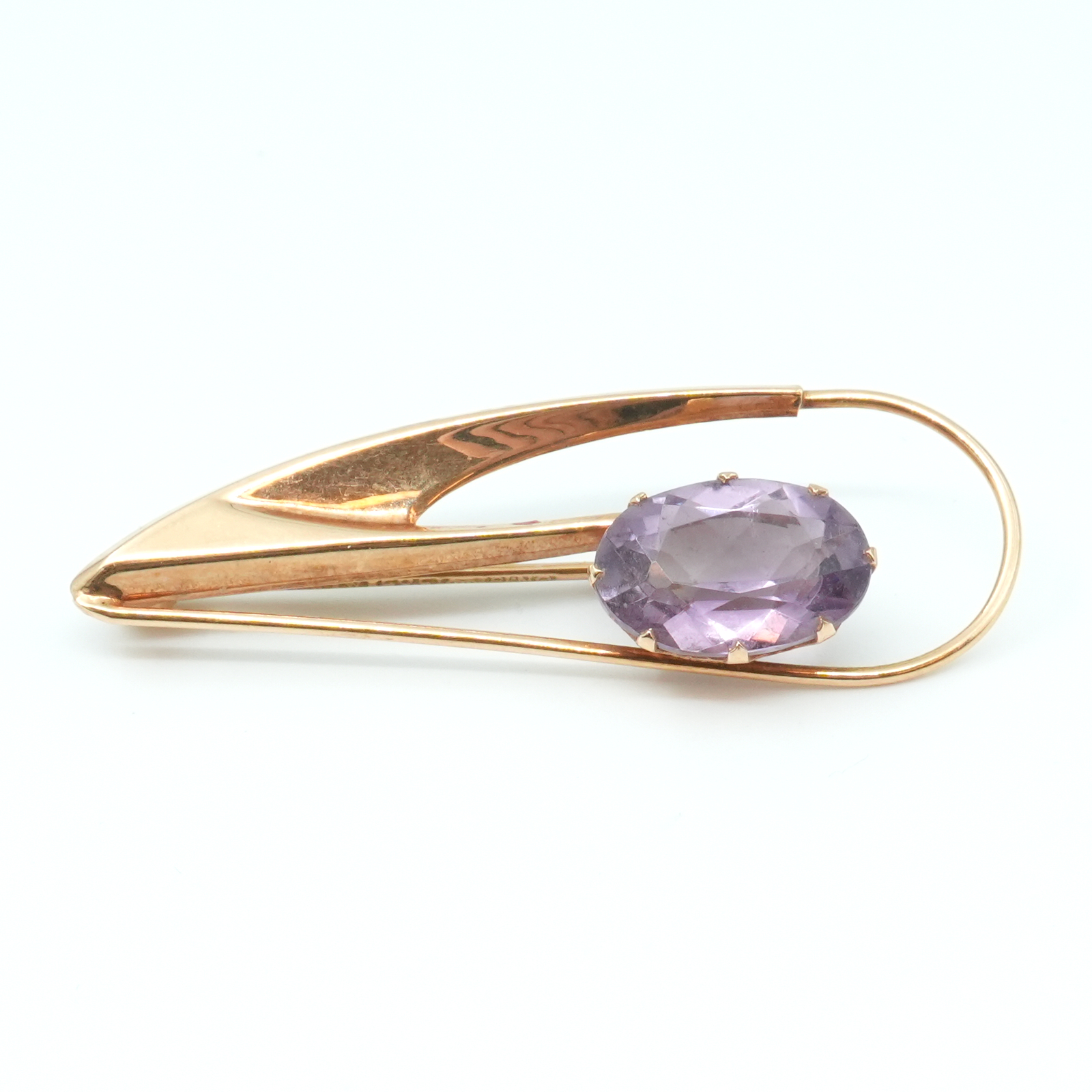 Brosch Guld 14K 2,8g Bredd 5-15mm Höjd 41mm med sten