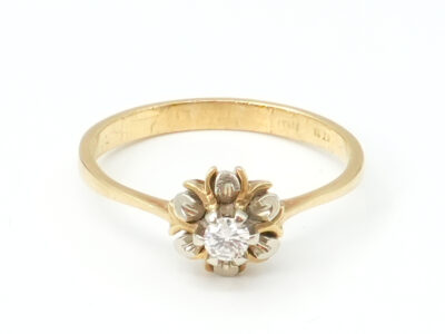 Ring Guld 18K 3,3g Ø19mm tvåfärgad med diamant 1xca0,12c