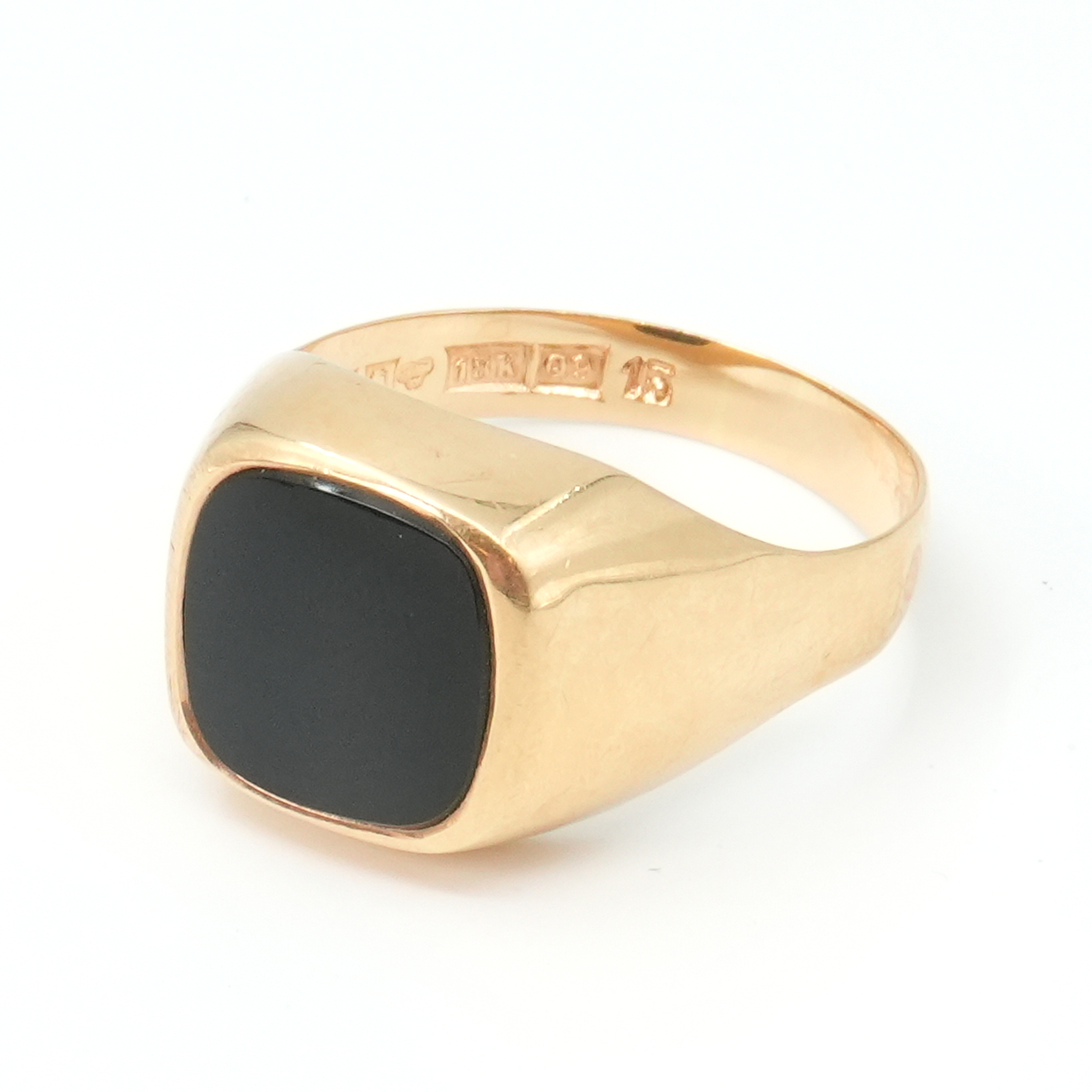Klackring Guld 18K 5,7g Ø21.75mm med svart sten