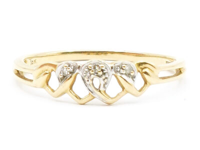 Ring Hjärtan Guld 18K med diamanter 3xca0,005ct