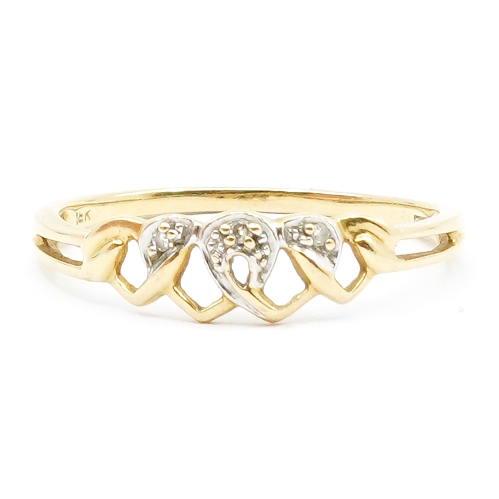 Ring Hjärtan Guld 18K med diamanter 3xca0,005ct